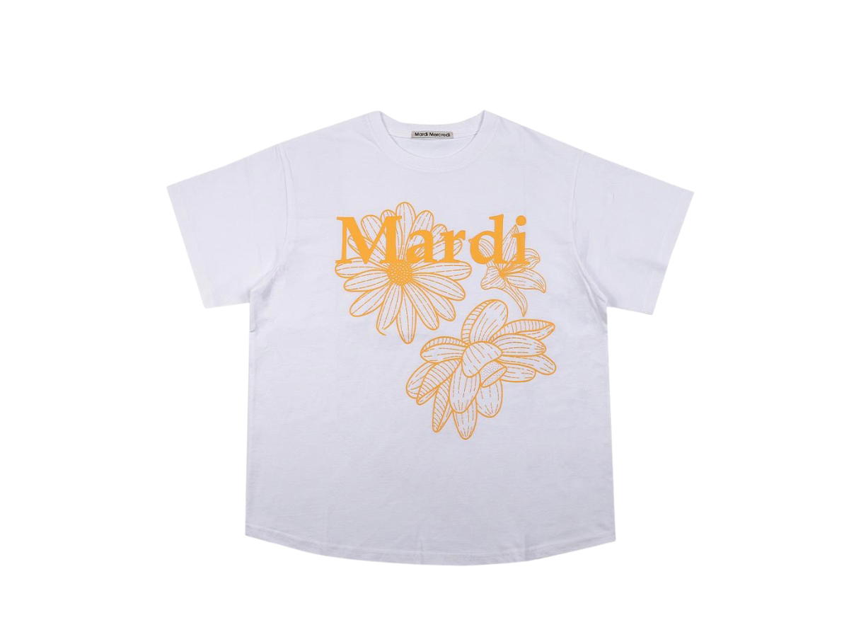 Mardi Mercredi Mardi Mercredi T-Shirt Triple Flower White Tangerine