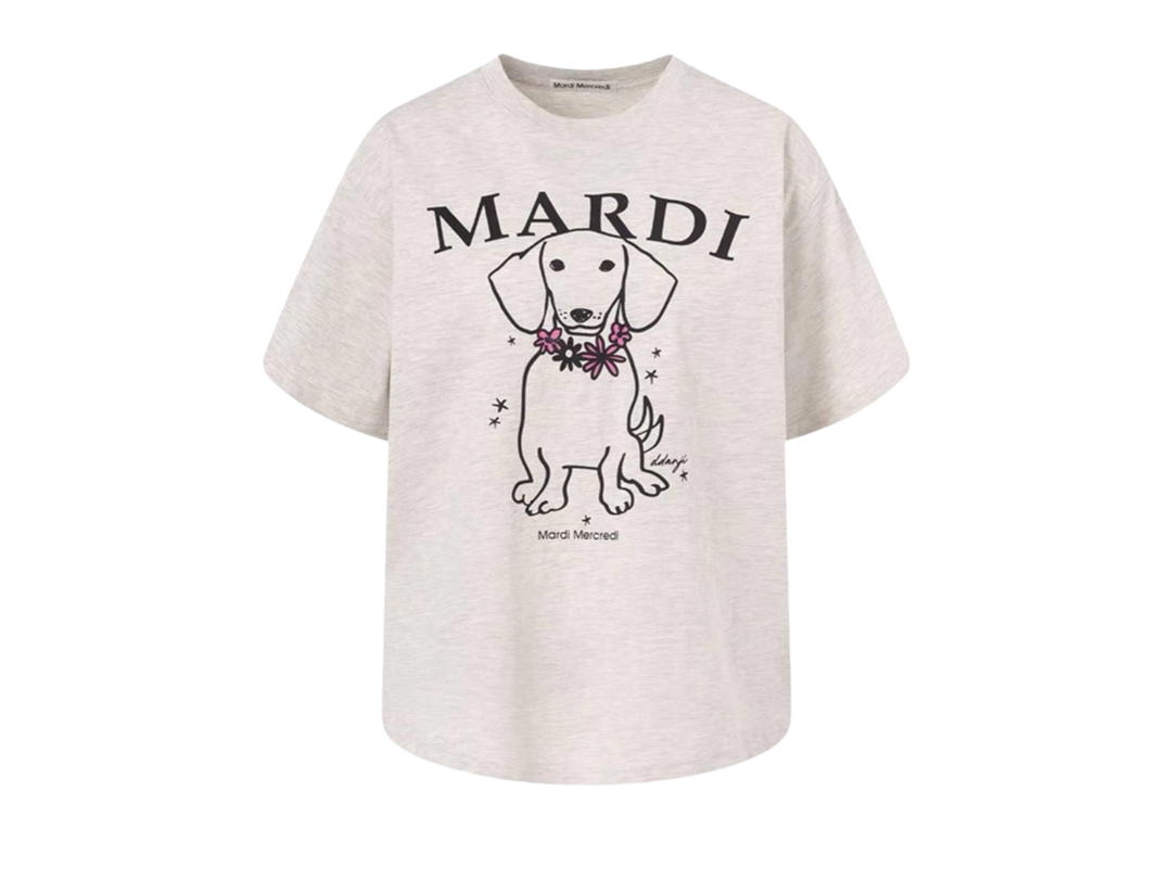 Mardi Mercredi Mardi Mercredi Tshirt Swing The Tail Ddanji Flower Necklace Oatmeal Pink
