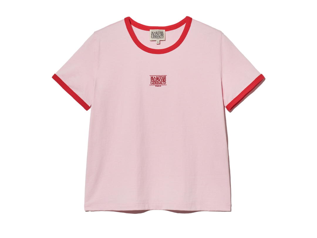 Marithe Francois Girbaud Marithe Francois Girbaud W Classic Logo Ringer Tee Pink