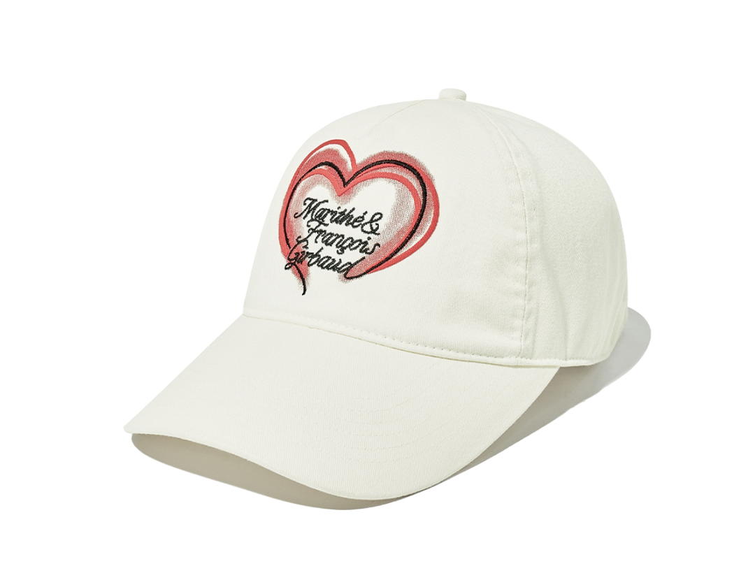 Marithe Francois Girbaud Marithe Francois Girbaud Heart Lettering Logo 5 Panel Cap Ivory