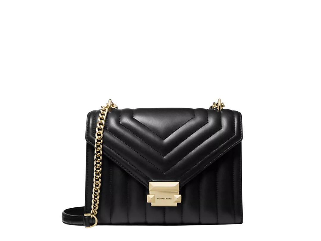 Michael Kors Michael Kors Whitney Medium Quilted Shoulder Bag In Gold Hardware With Black