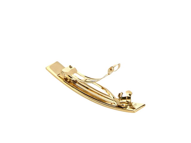 Miu Miu Miu Miu Black Enameled Metal Hair Clip In Black Metal With Gold Hardware Black Gold - view 3