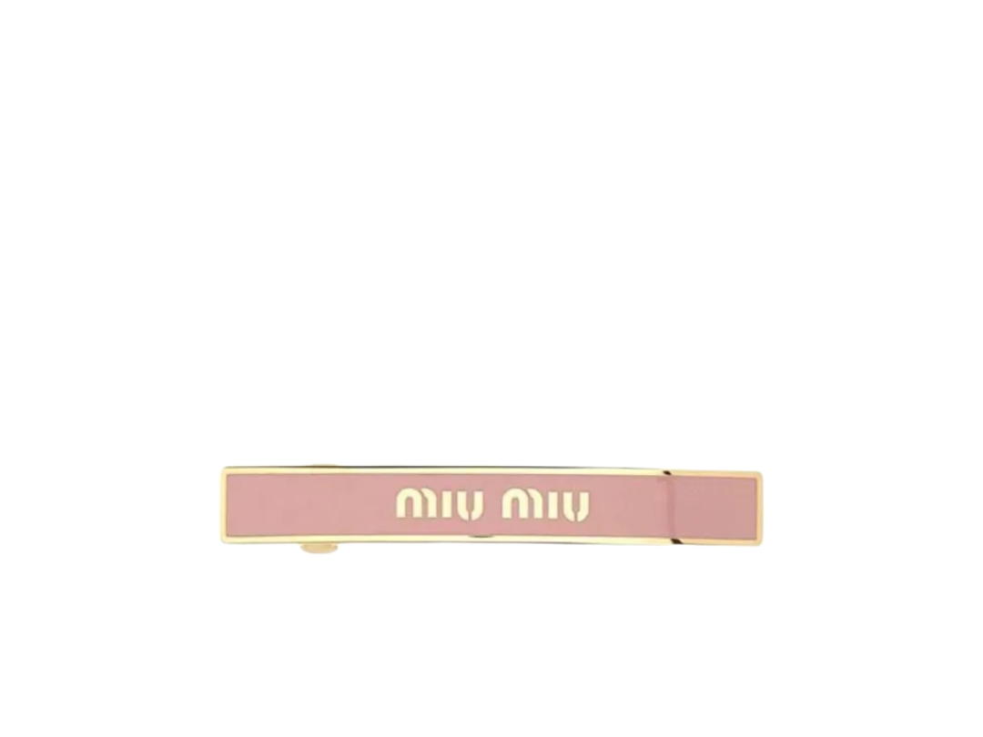Miu Miu Miu Miu Metal Hair Clips In Pink Metal With Gold Hardware Gold Pink