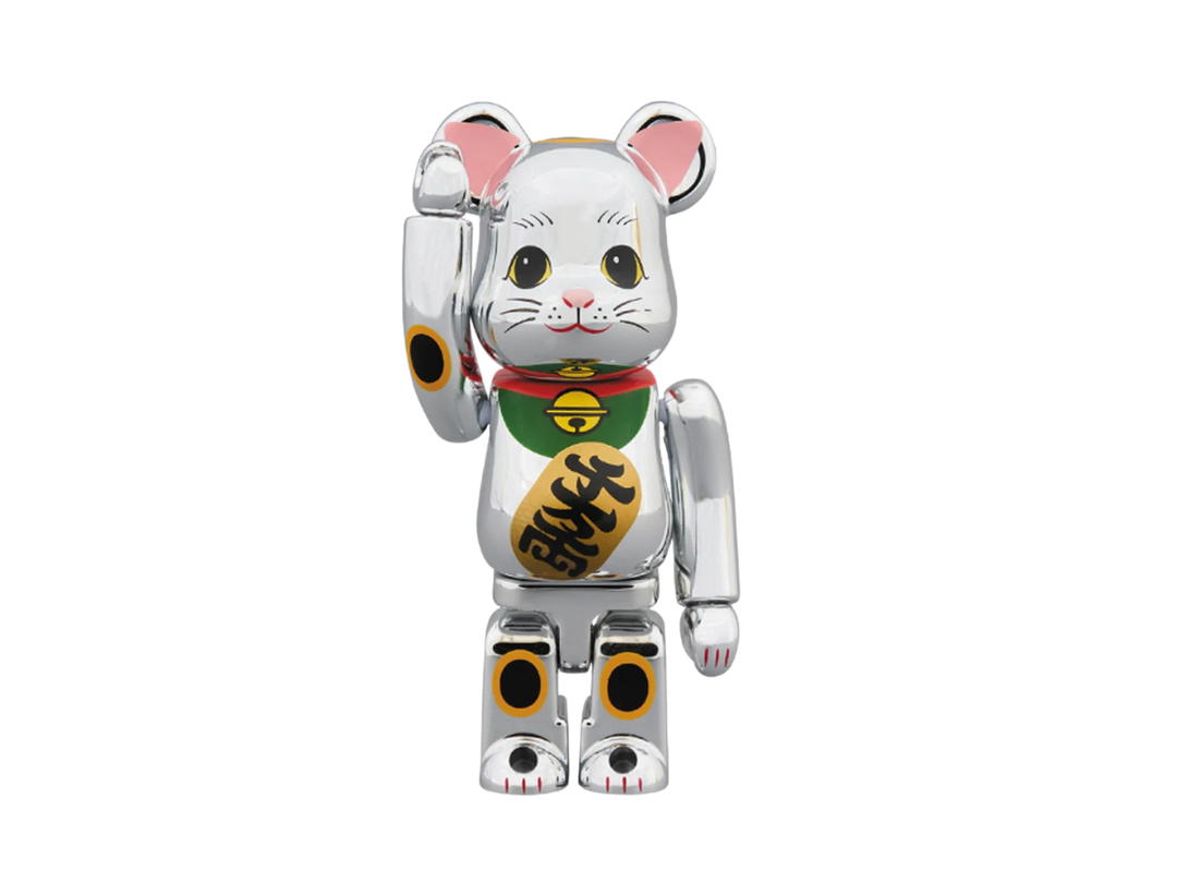 Medicom Toy Be@rbrick Lucky Cat Neko Silver Luck Gold Plating 3 Japan 100%