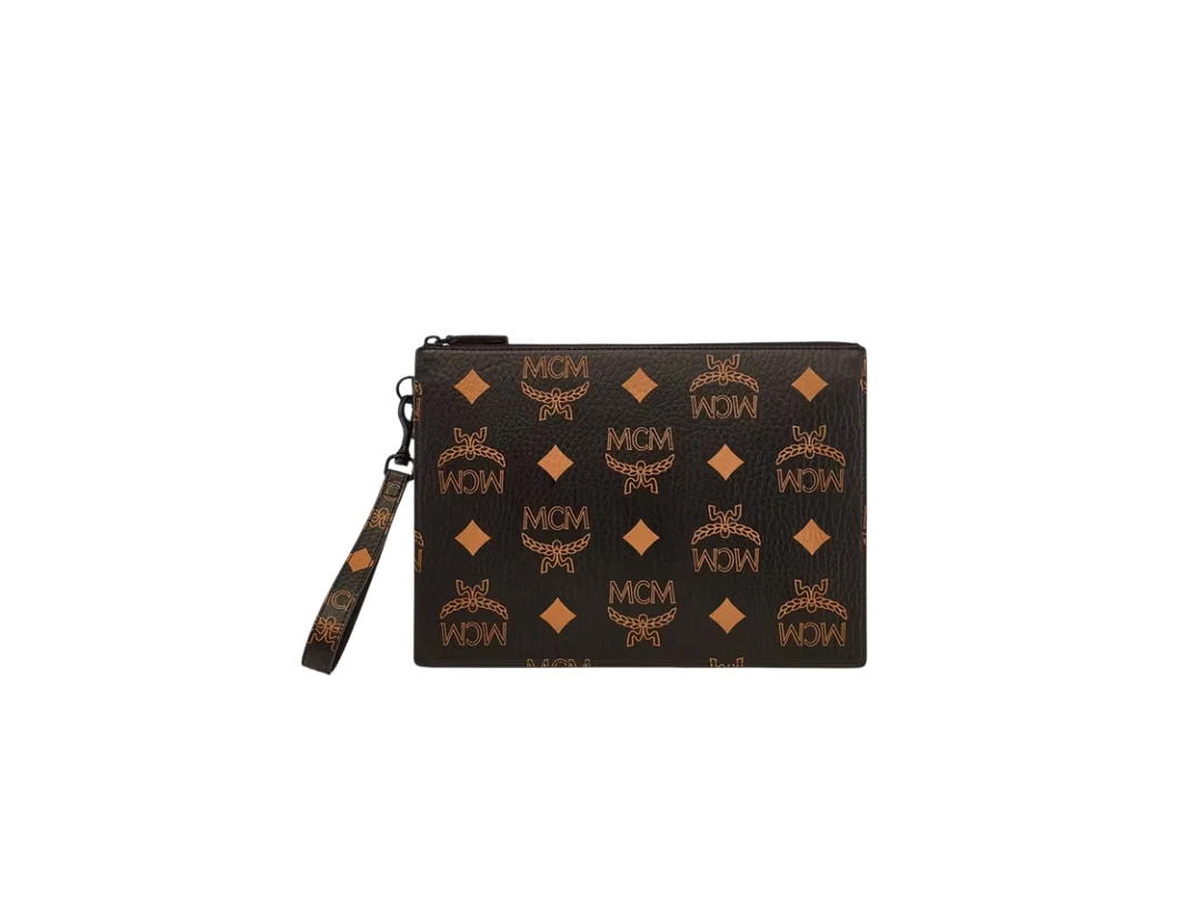 MCM MCM Aren Wristlet Zip Pouch in Maxi Visetos Black Medium