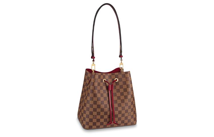 Louis Vuitton Louis Vuitton NOE Leather Bucket Bag Portable Crossbody Bag Shoulder Bag Women's Brown/Cherry Red Lining