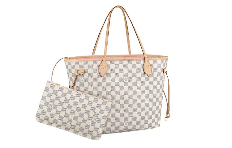 Louis Vuitton Louis Vuitton NEVERFULL Coated Canvas Cow Leather Tote Bag Shopping Bag Combo Handbag Shoulder Bag Women's White