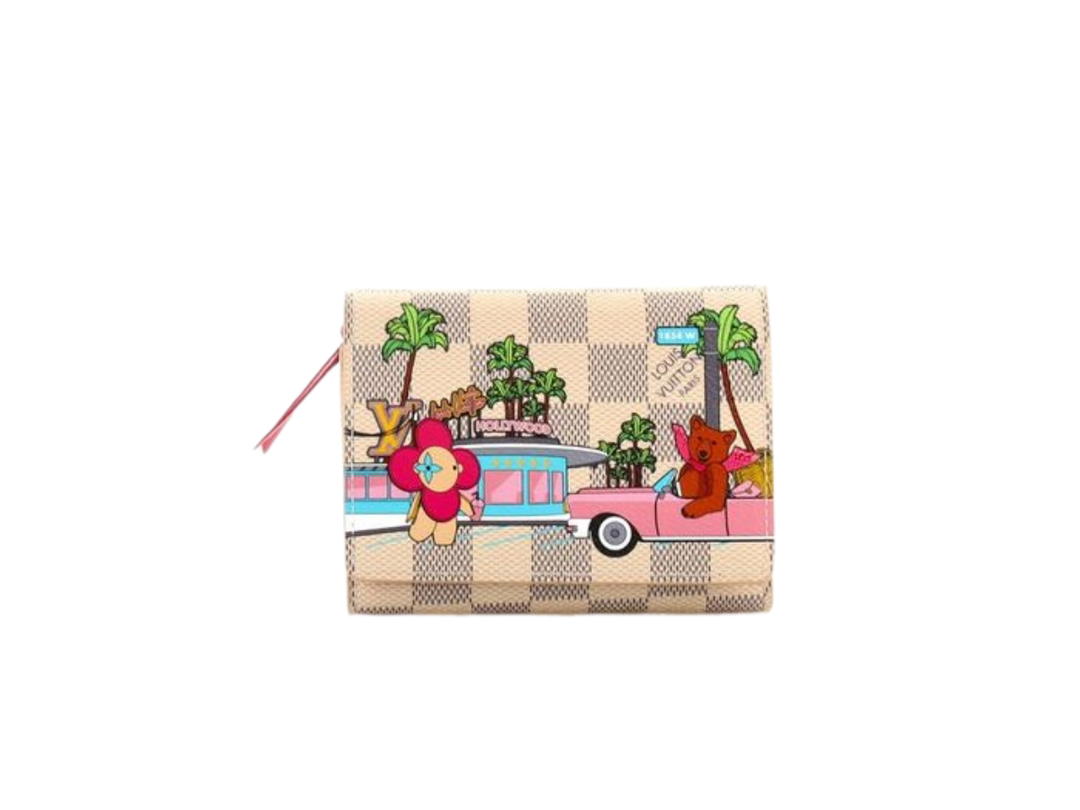 Louis Vuitton Louis Vuitton Victorine Wallet Damier Azur Vivienne Fuchsia Pink In Coated Canvas With Gold-Tone Hardware
