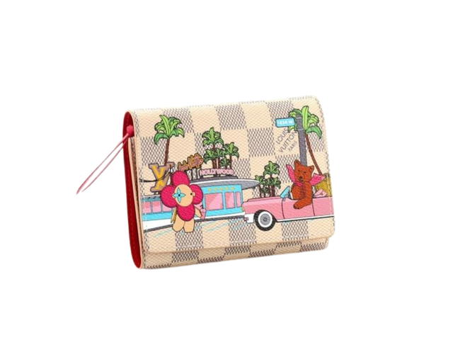 Louis Vuitton Louis Vuitton Victorine Wallet Damier Azur Vivienne Fuchsia Pink In Coated Canvas With Gold-Tone Hardware - view 2