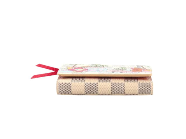 Louis Vuitton Louis Vuitton Victorine Wallet Damier Azur Vivienne Fuchsia Pink In Coated Canvas With Gold-Tone Hardware - view 4