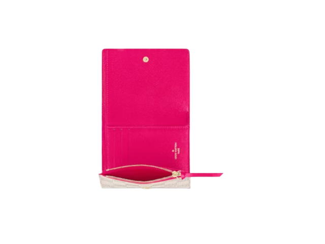 Louis Vuitton Louis Vuitton Victorine Wallet Damier Azur Vivienne Fuchsia Pink In Coated Canvas With Gold-Tone Hardware - view 6