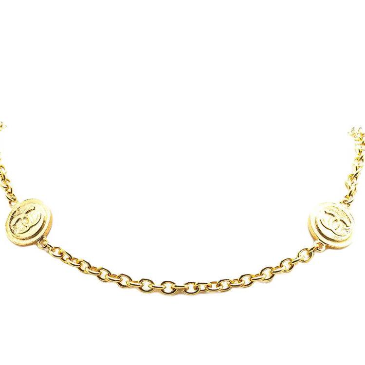 Chanel Chanel 20th Century Plated Cc Medallion Station Necklace Costume Necklace