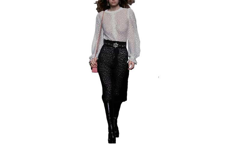 Chanel Chanel 23 Fall Winter Long Sleeved Dress Women's Black White