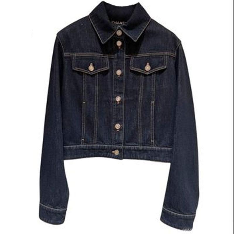 Chanel Chanel Denim Jacket Women's Dark Blue