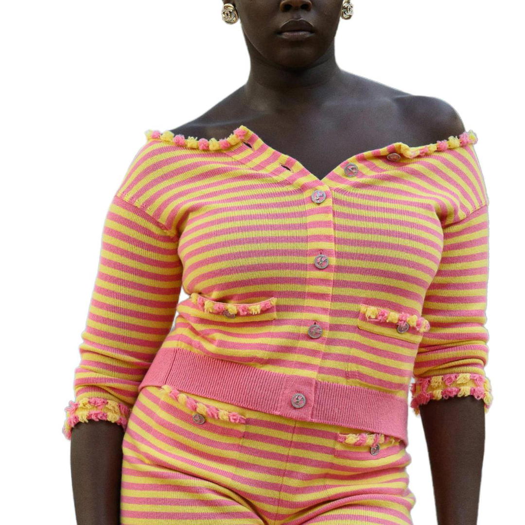 Chanel Chanel 25S Spring Summer Collection Sweater Women's Pink Yellow