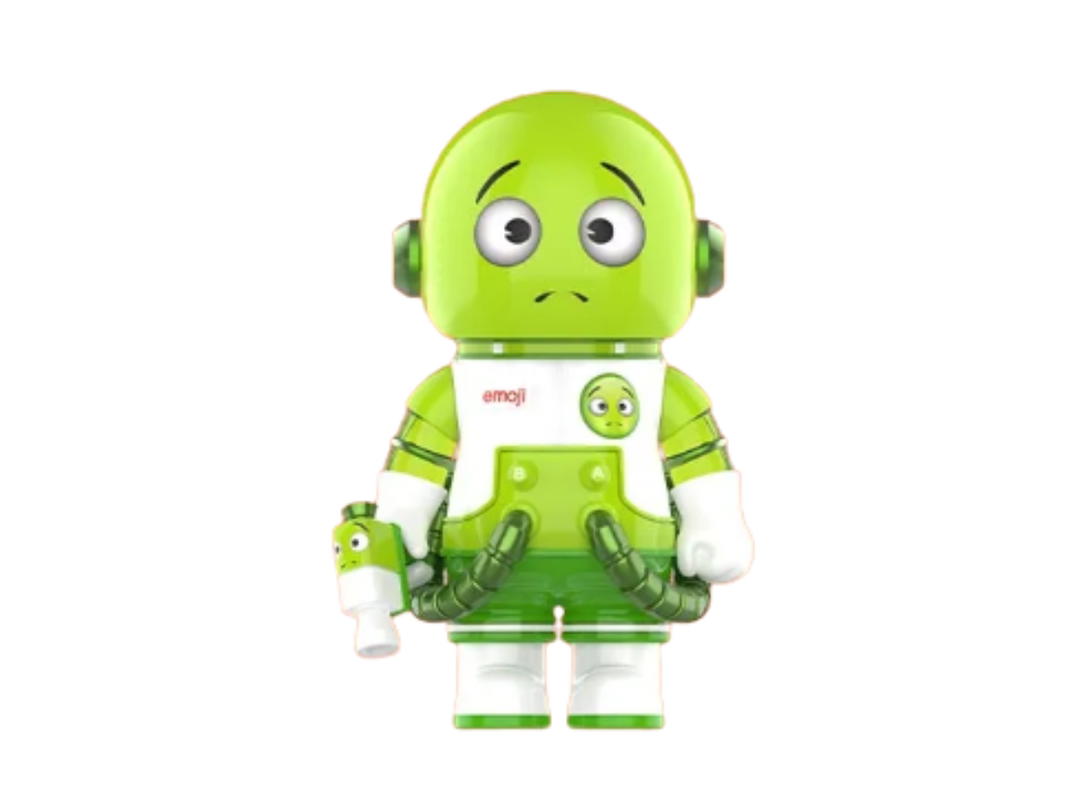 Pop Mart (เช็คการ์ด) Pop Mart All In Green Mega Space Molly 100% × Emoji? Series