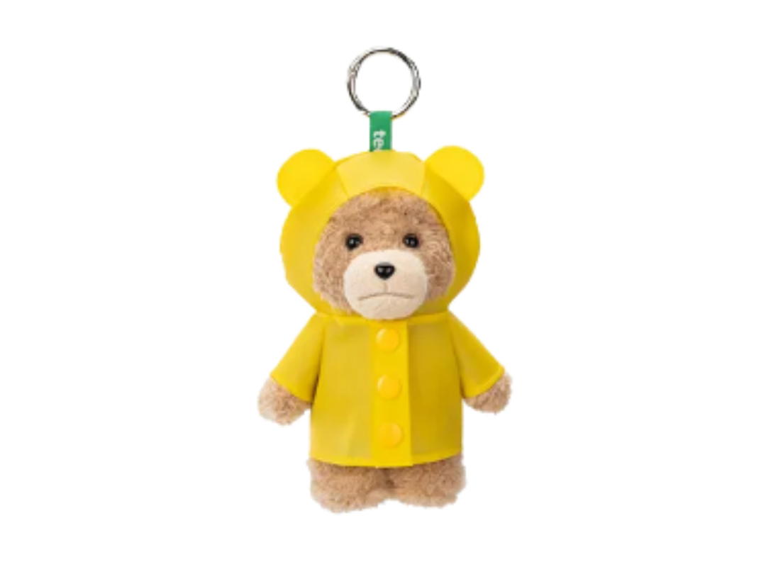 Pop Mart (เช็คการ์ด) Pop Mart Raincoat Bear Ted2 Teddy Bear Action Plush Pendant