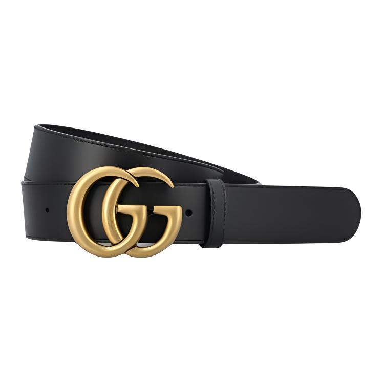 Gucci Gucci Leather Belts Unisex Black Width: 4CM