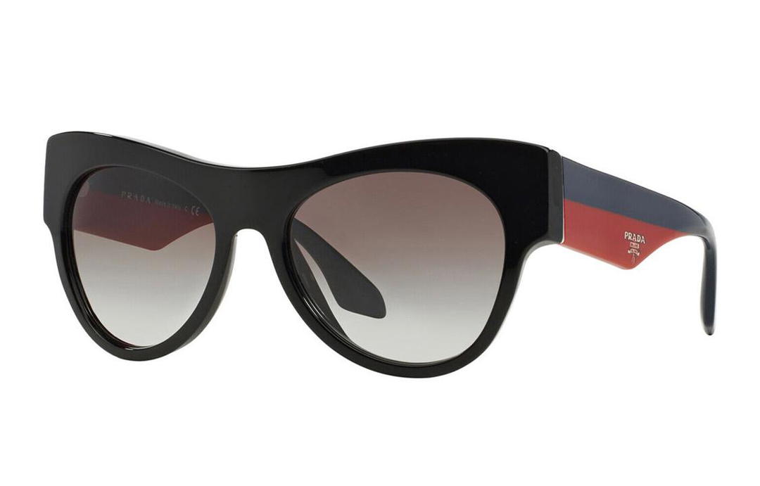 Prada Prada Acetate Irregular Shape Sunglasses Unisex Black