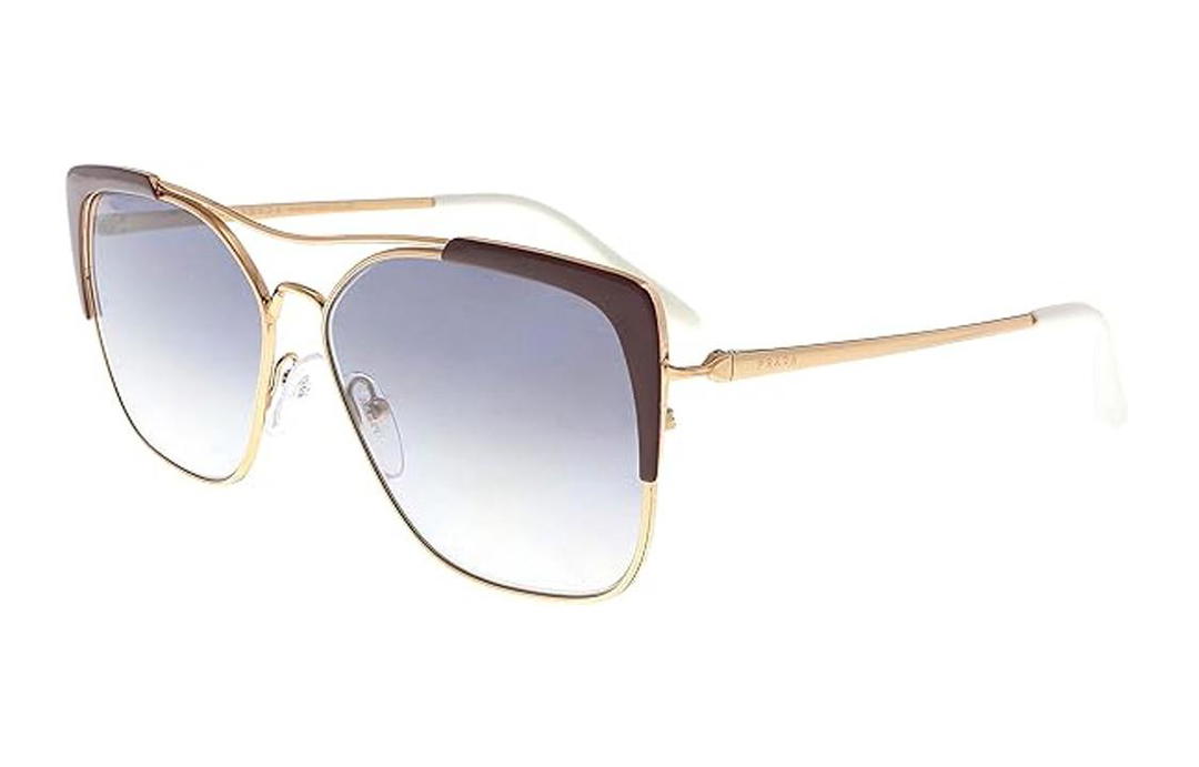 Prada Prada Plastic Metal Irregular Shape Sunglasses Unisex Rose Gold