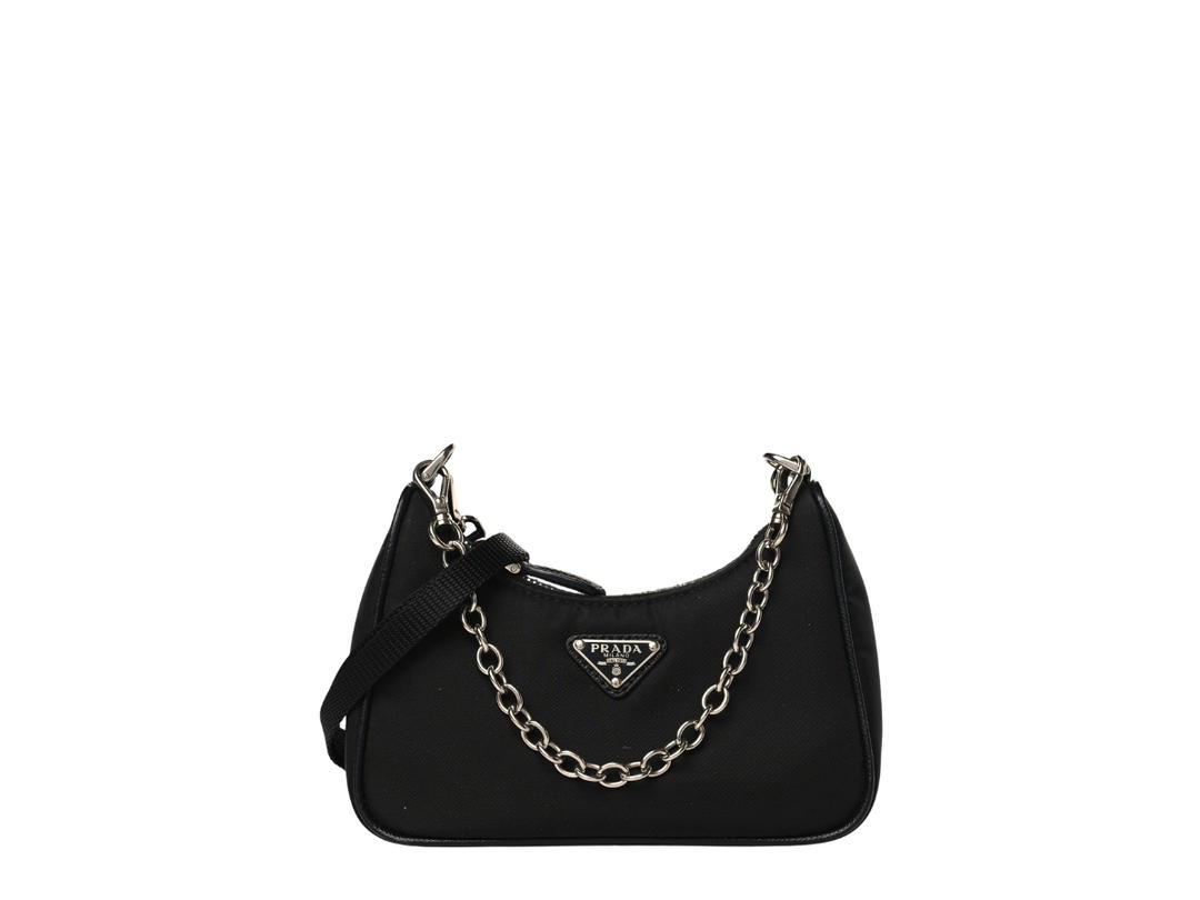 Prada Prada Mini Re-Edition 2000 Shoulder Bag In Tessuto Nylon With Silver Hardware