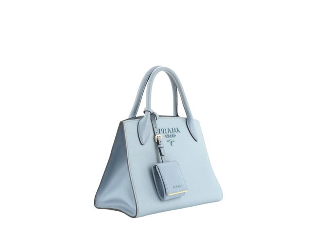 Prada Prada Monochrome Tote Saffiano Leather with City Calfskin Small Blue - view 2