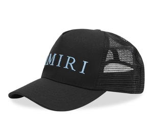 Buy AMIRI Embroidered Logo Trucker Cap Black/Carolina Blue at Sasom – Authentic and Ready to Ship