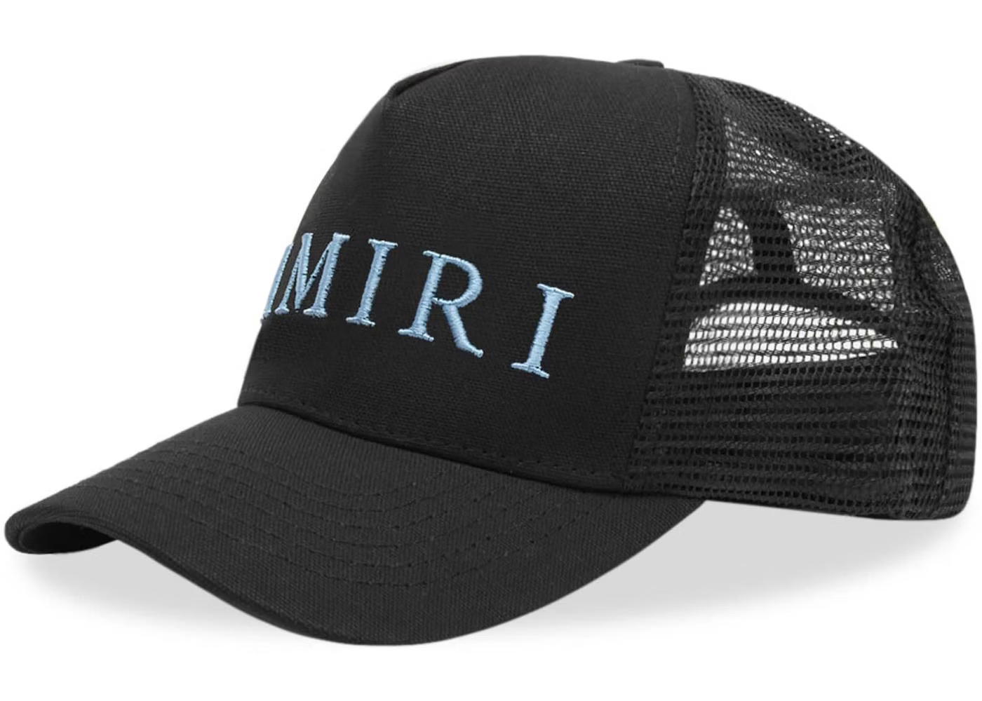 AMIRI AMIRI Embroidered Logo Trucker Cap Black/Carolina Blue