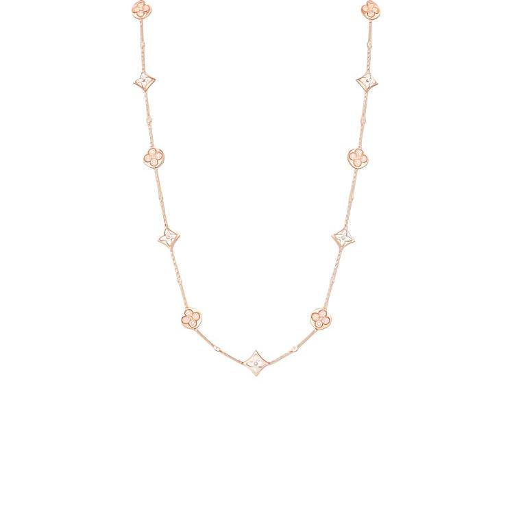 Louis Vuitton Louis Vuitton 18K Rose Gold Mother Of Pearl Diamond Necklaces Unisex Pink Gold