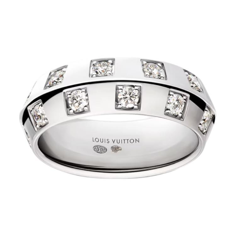Louis Vuitton Louis Vuitton Le Damier De Louis Vuitton Large Ring White Gold And Diamonds