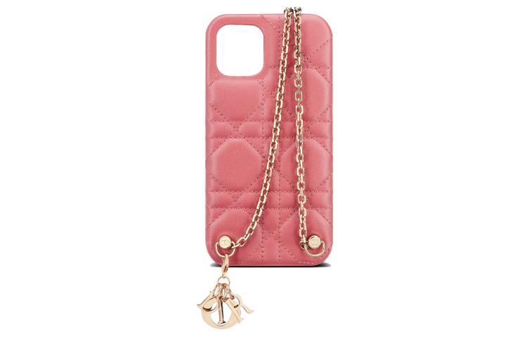 Dior Dior Lady Dior Lambskin IPhone 12 & 12 Pro Phone Case Shoulder Bag Crossbody Bag Women's Pink