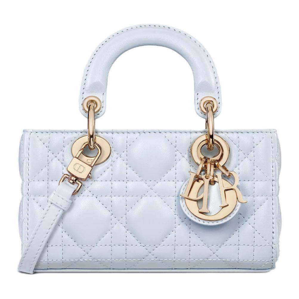Dior Dior Lady D Joy Lambskin One Shoulder Handbags Micro Women's Blue