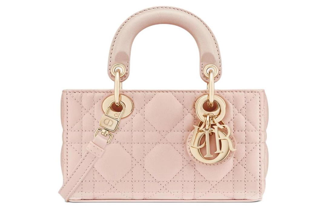 Dior Dior Lady D JOY Wicker Pattern Sheepskin Shoulder Bag Crossbody Bag Handbag Extra Mini Women's Rouge Pink