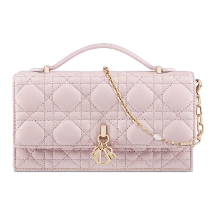 Dior Dior Lambskin Shoulder Bag Crossbody Bag Handbag Mini Women's Soft Pink