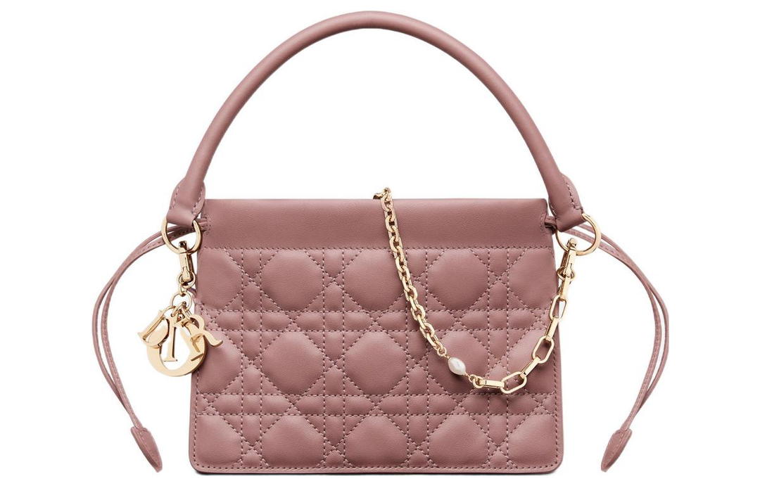 Dior Dior Lady Dior Sheepskin Handheld Shoulder Bag Crossbody Bag Handbag Mini Women's Pink Peony