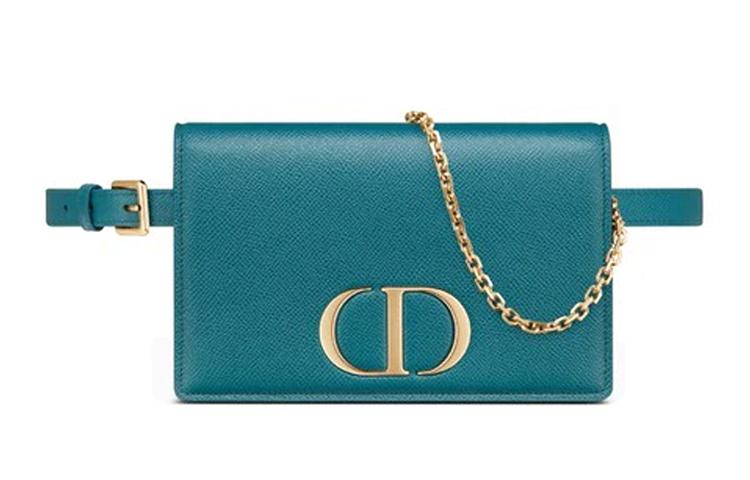 Dior Dior Cow Leather Fanny Pack Regular Women's Deep Sea Ocean Blue