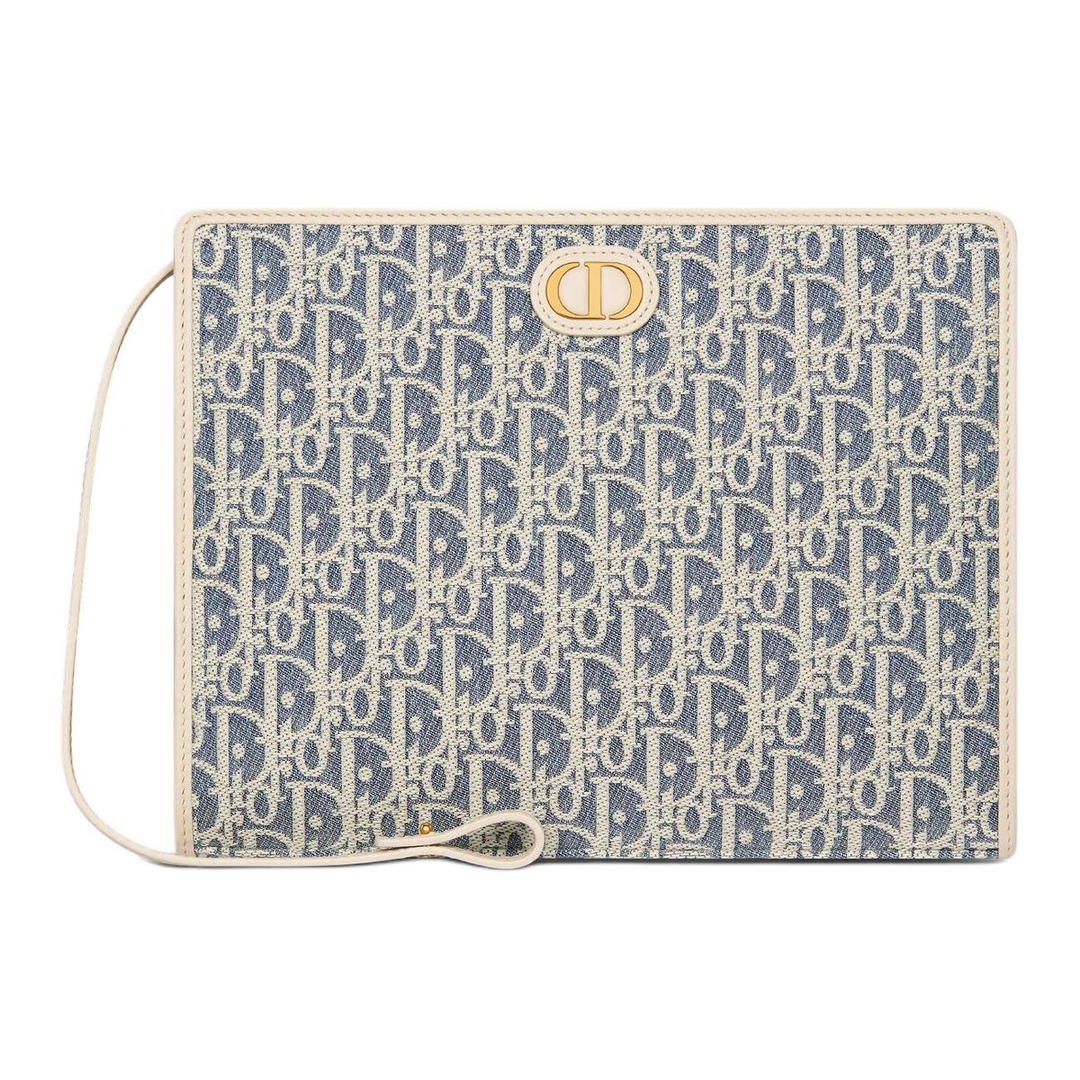 Dior Dior 30 Montaigne Calfskin Clutch Women's Blue