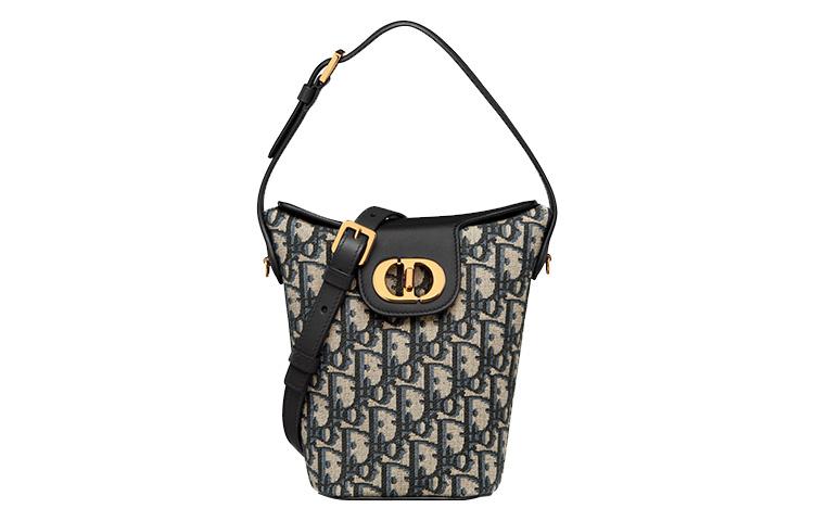 Dior Dior 30 Montaigne Cow Leather Bucket Bag Handbag Shoulder Bag Women's Blue