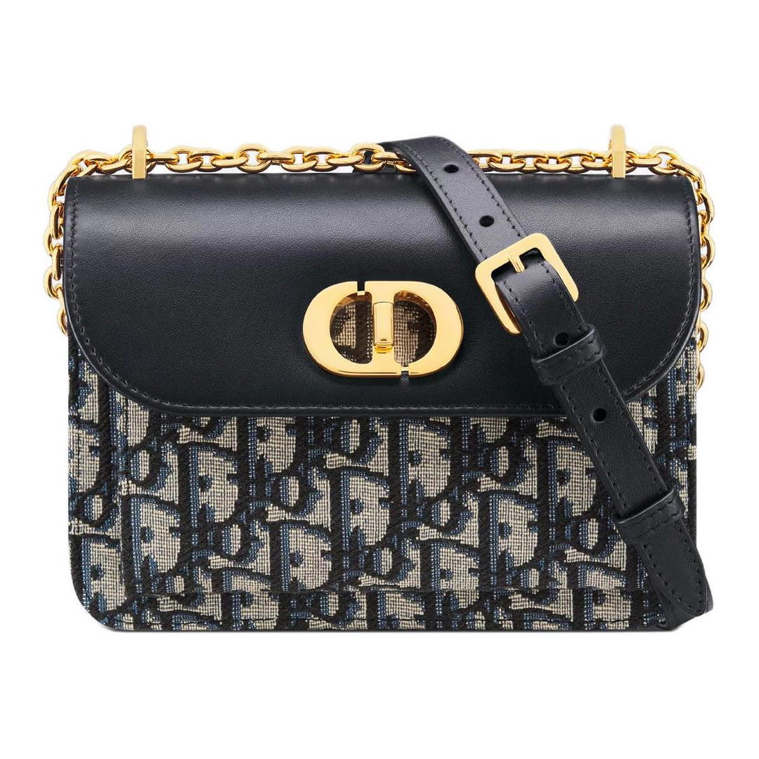 Dior Dior Cotton With Cow Leather Patchwork Shoulder Bag Crossbody Bag Mini Women's Blue