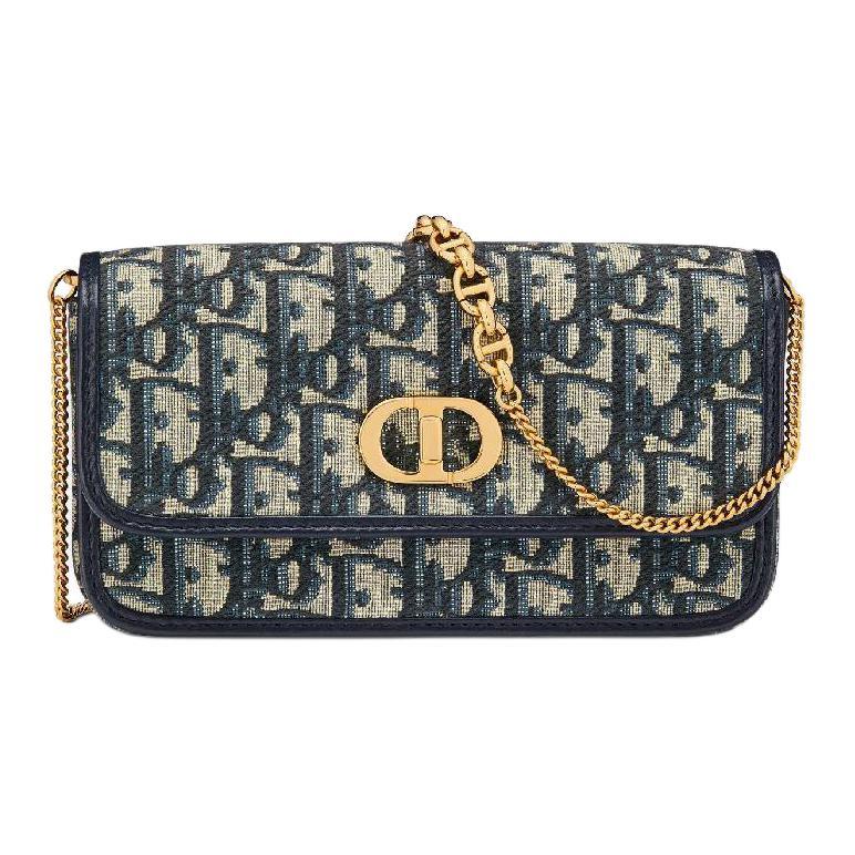 Dior Dior Miss Caro Cotton Shoulder Bag Small Size Women's Blue