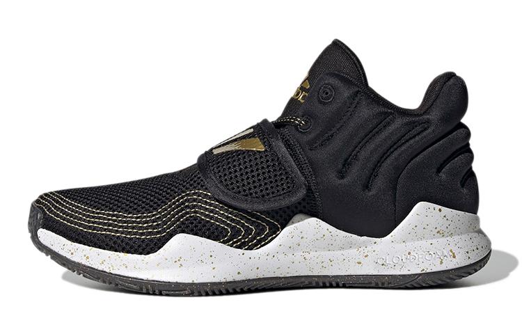 adidas Adidas Deep Threat Primeblue J Abrasion Resistant Low Top Children's Basketball Shoes Black Gold Teenagers