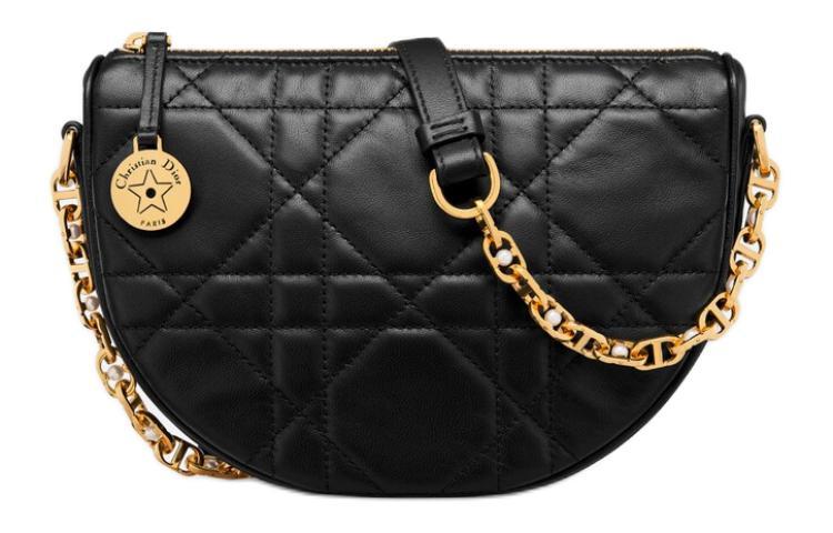 Dior Dior Extra Large Wicker Pattern Sheepskin Handbag Shoulder Bag Women's Black
