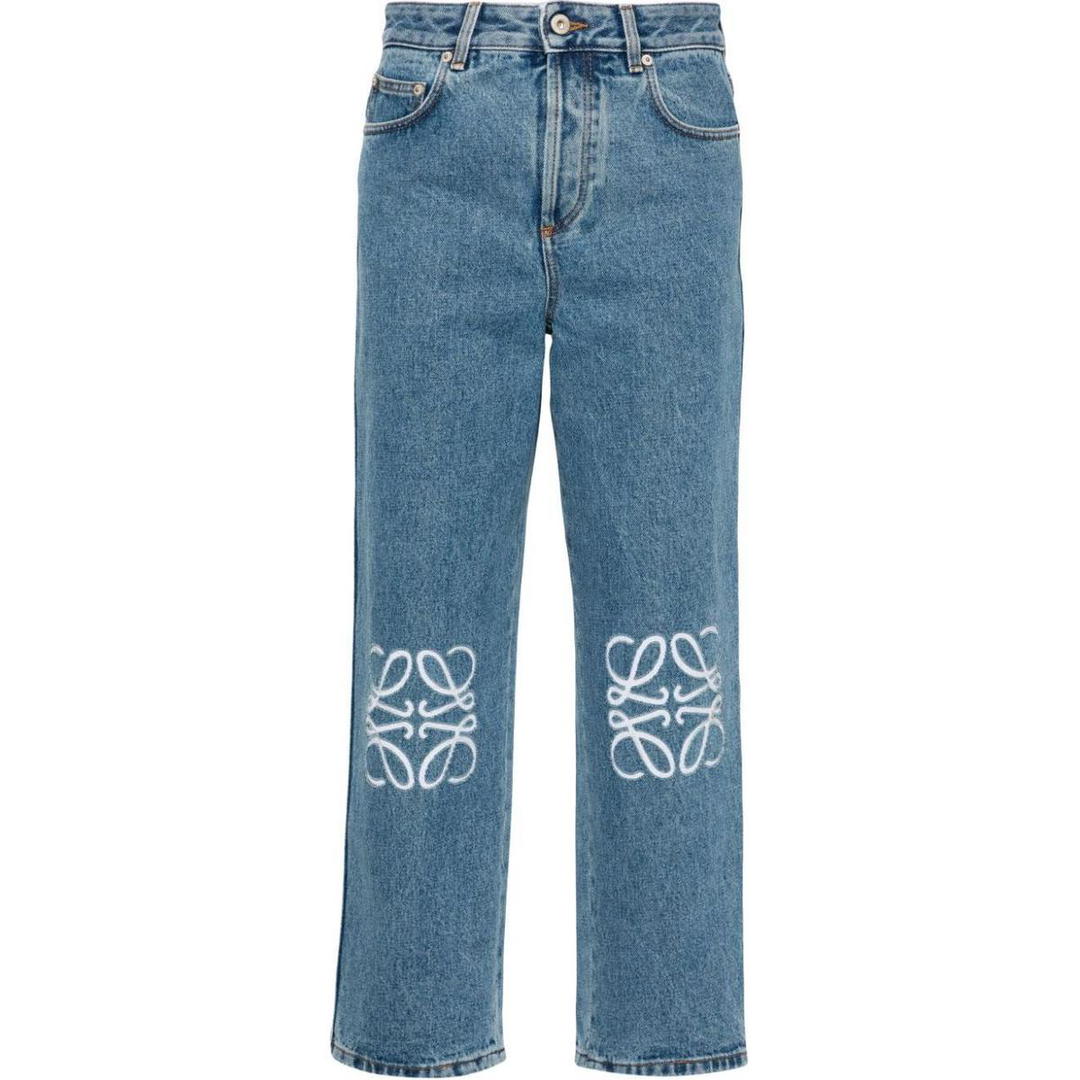Loewe Loewe Anagram Cropped Jeans In Denim Mid Blue