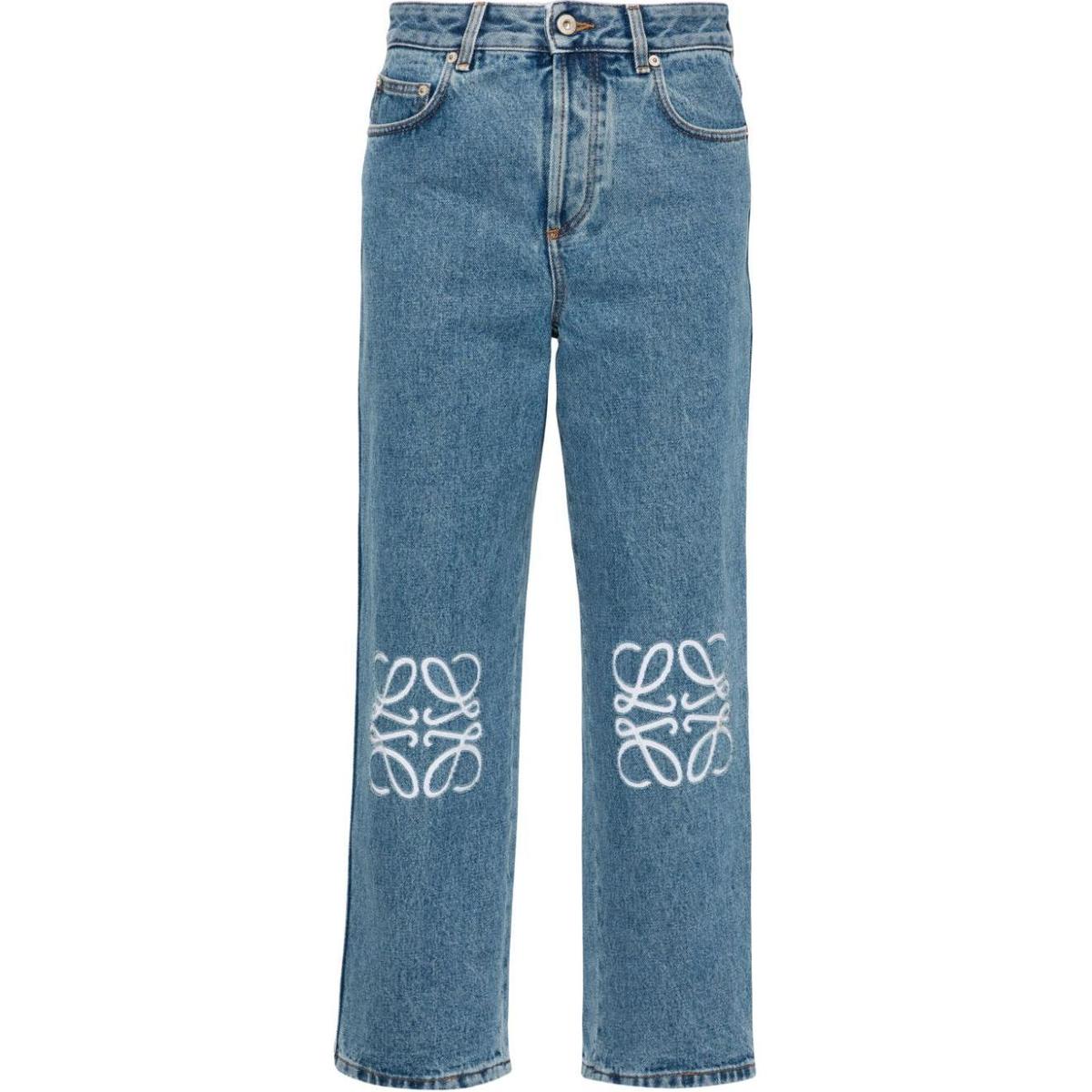Loewe Loewe Anagram Cropped Jeans In Denim Mid Blue