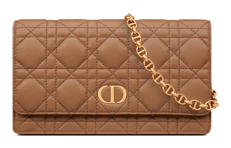 Dior Dior Caro Series Soft Cow Leather Shoulder Bag Crossbody Bag Handheld Fanny Pack Handbag Women's Amber