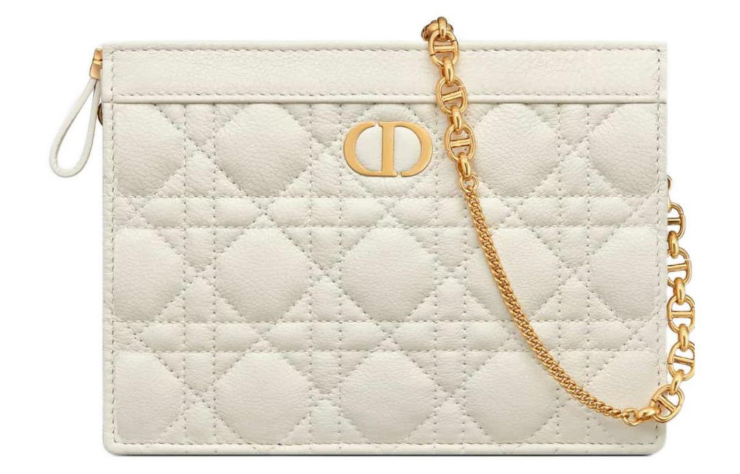 Dior Dior Caro Soft Cow Leather One Shoulder Crossbody Clutches Regular Women's White