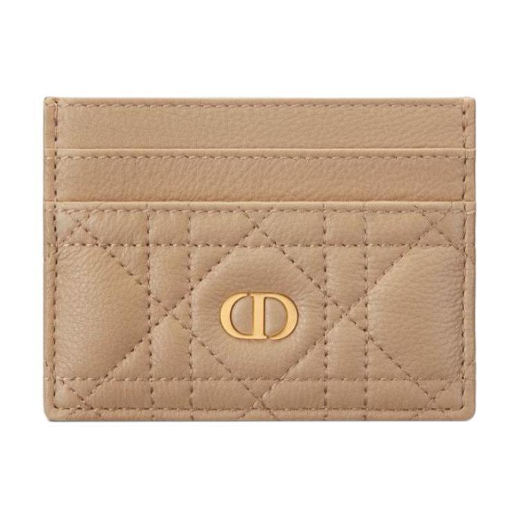 Dior Dior Caro Series Soft Calfskin Card Holder Women's Cookie Brown