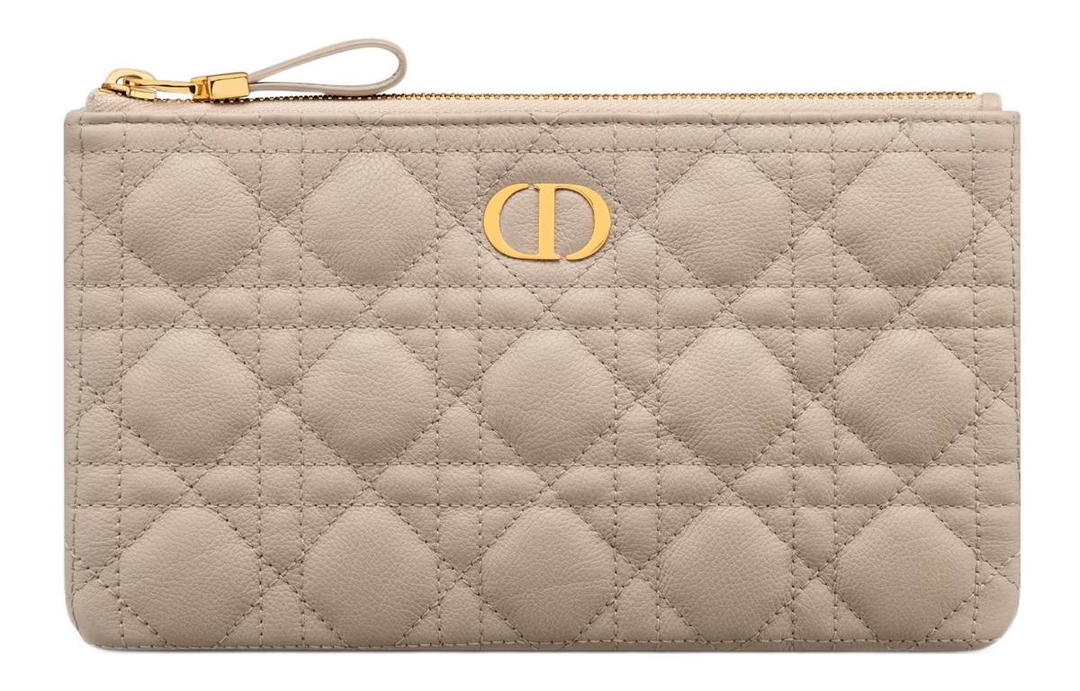 Dior Dior Caro Calfskin Clutch Small Size Women's Sand