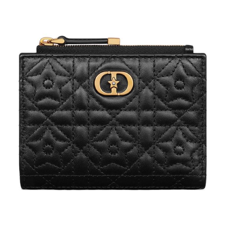 Dior Dior Caro Lambskin Wallet Women's Black
