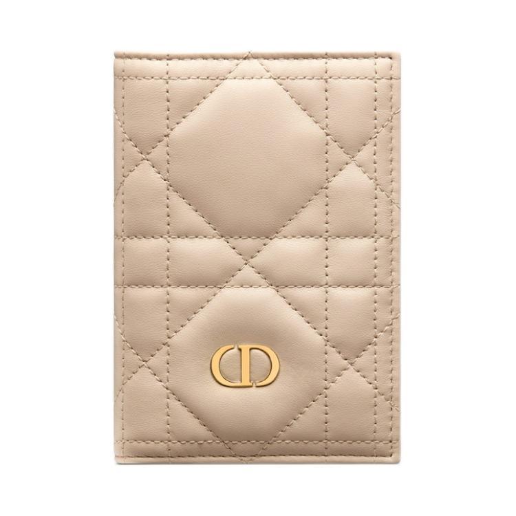 Dior Dior Sheepskin Passport Holder Women's Pink Beige